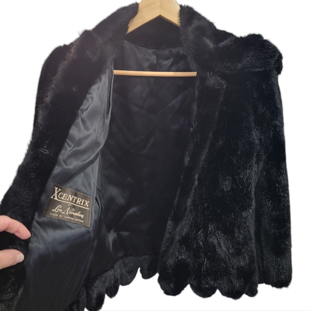 Vintage Xcentrix Women's Faux Fur Coat Black Formal Cropped Winter Jacket - Picture 6 of 16